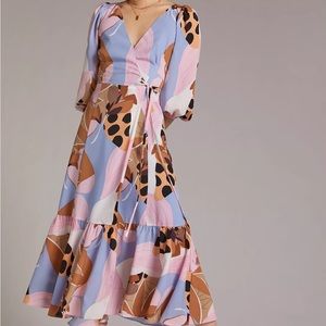 Anthropologie Bloom Wrap Midi Dress